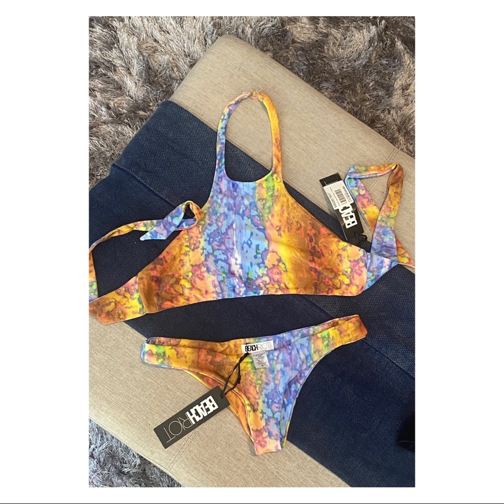 Beach Riot Multicolor Tie-Dye Orange Blue Purple Bikini